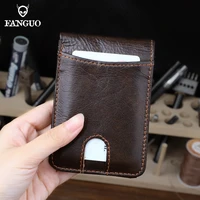 genuine leather mens wallet retro credit card holder bag slim business id card purse for women cow leather coin pouch