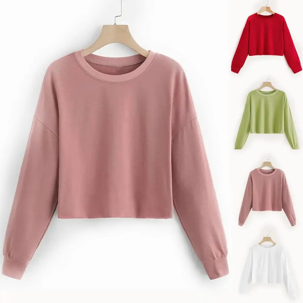 Женская модная повседневная пушистая блуза с длинным рукавом и круглым вырезом