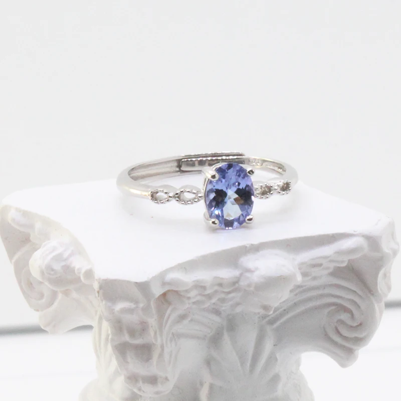 Классическое Обручальное кольцо из серебра 925 пробы с танзанитом 5 мм * 7 0 карата VVS