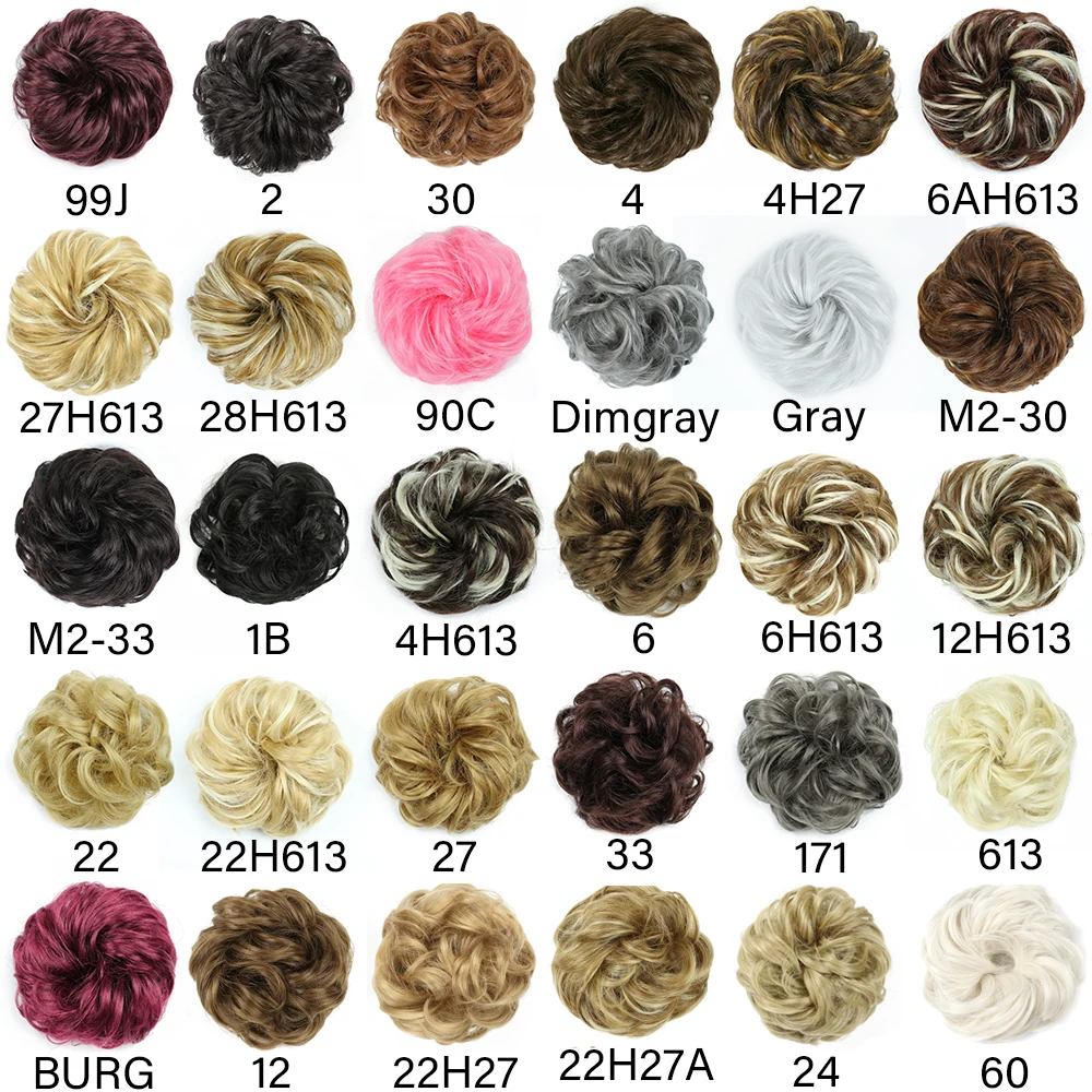 

Synthetic Elastic Hair Scrunchie Bun Hair Extensions Hair Ribbon PonytailRope Natural Fake hair for women hair donut bun