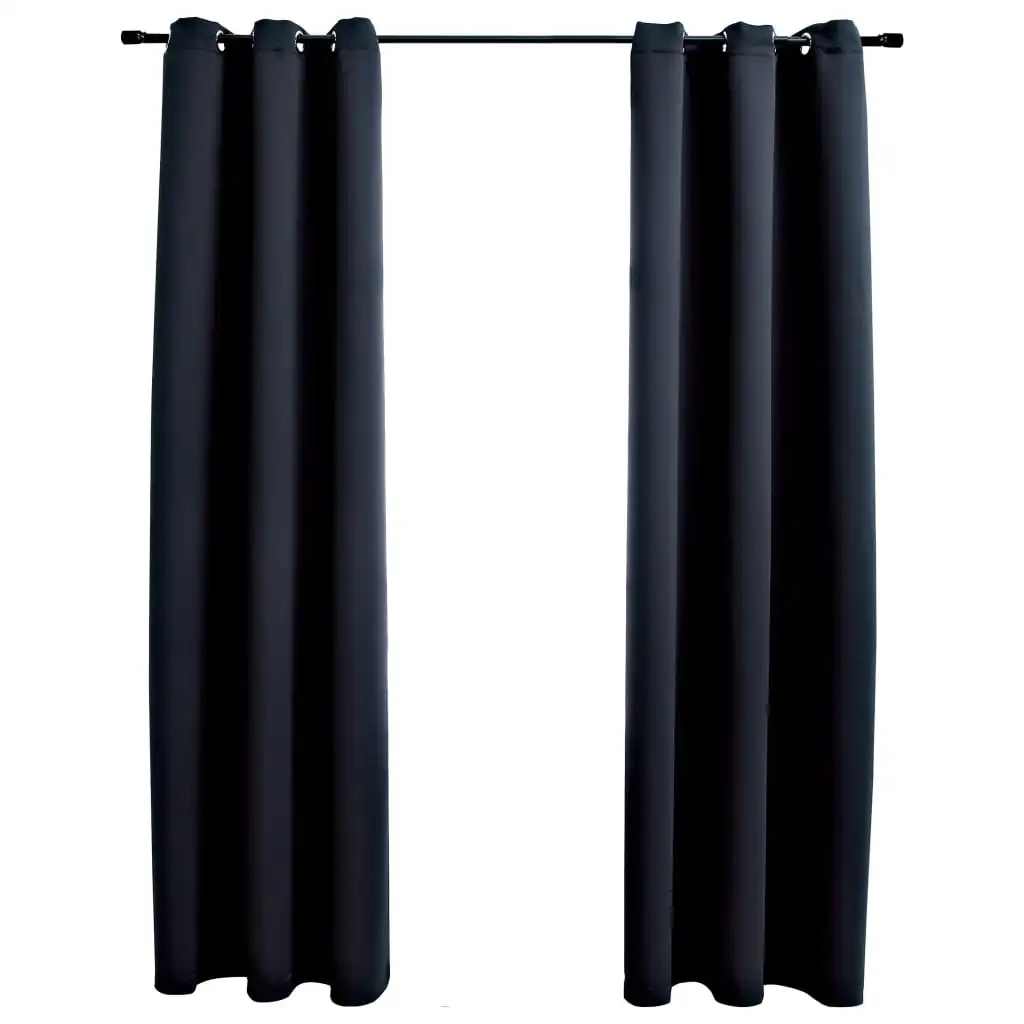 

Blackout Curtains with Rings 2 pcs Black 37"x63" Fabric