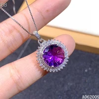 kjjeaxcmy fine jewelry 925 sterling silver inlaid amethyst popular girl new pendant necklace hot selling