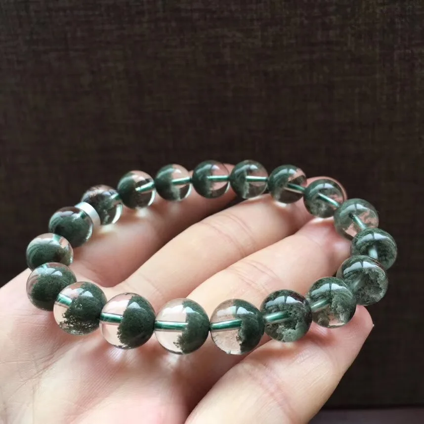 

Certificate 10mm Natural Green Phantom Quartz Bracelet For Woman Lady Men Gift Round Beads Lucky Crystal Stretch Jewelry AAAAA