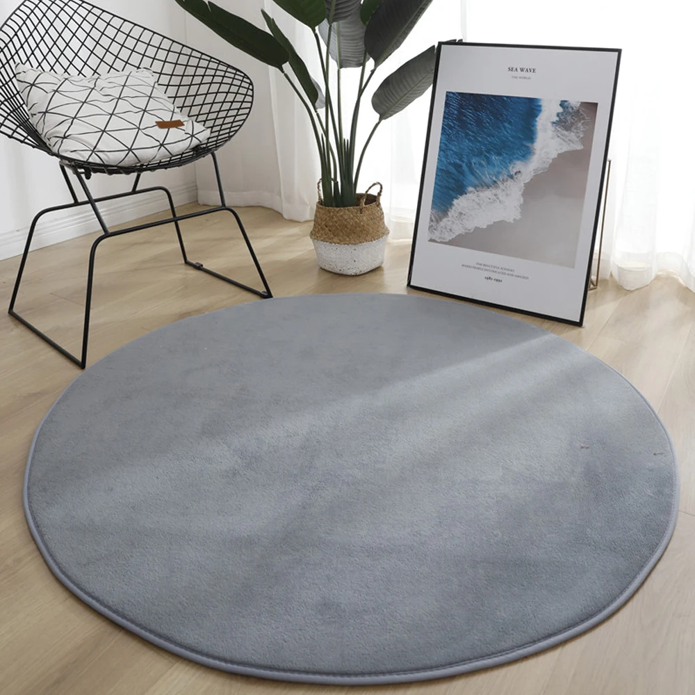 

Yoga Mats Water Absorption Sofa Carpet Home Decorations Anti-slip Children Rug For Bedroom Living Room Round Coral Velvet Carpet