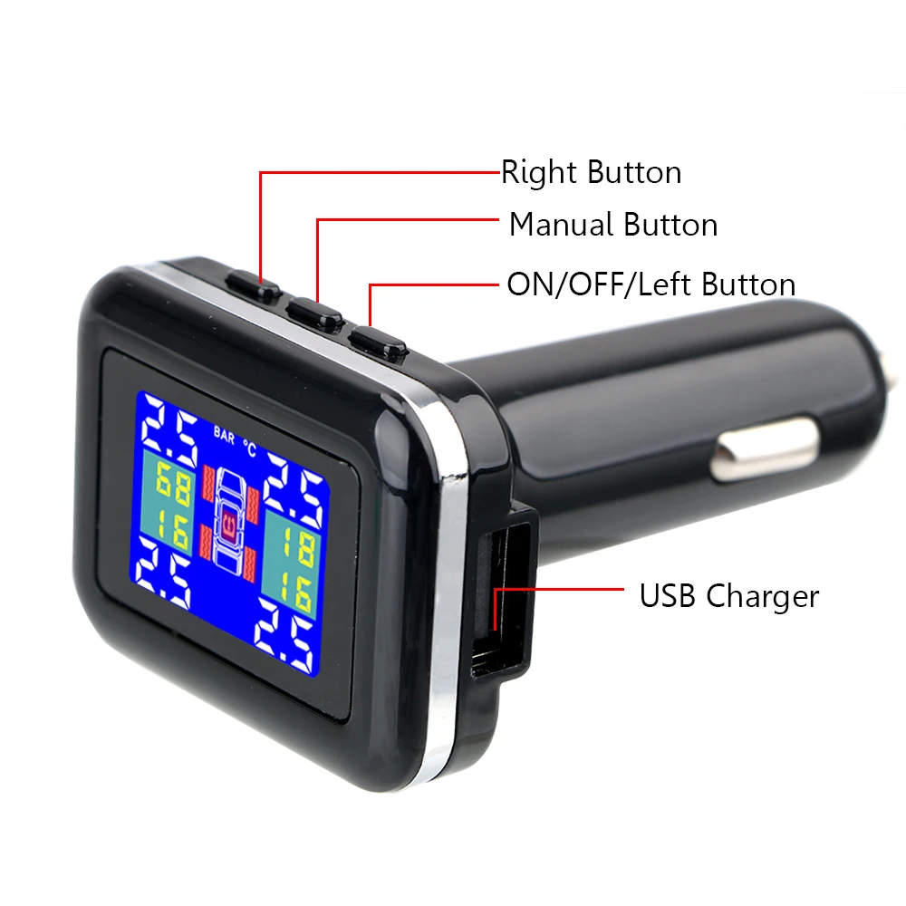 Автомобильная система контроля давления в шинах TPMS датчики прикуриватель USB-порт