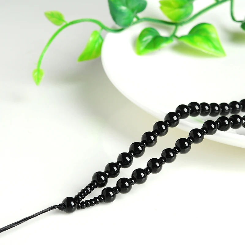 Оригинальное черное ожерелье из стеклянных бусин Висячие веревки модные