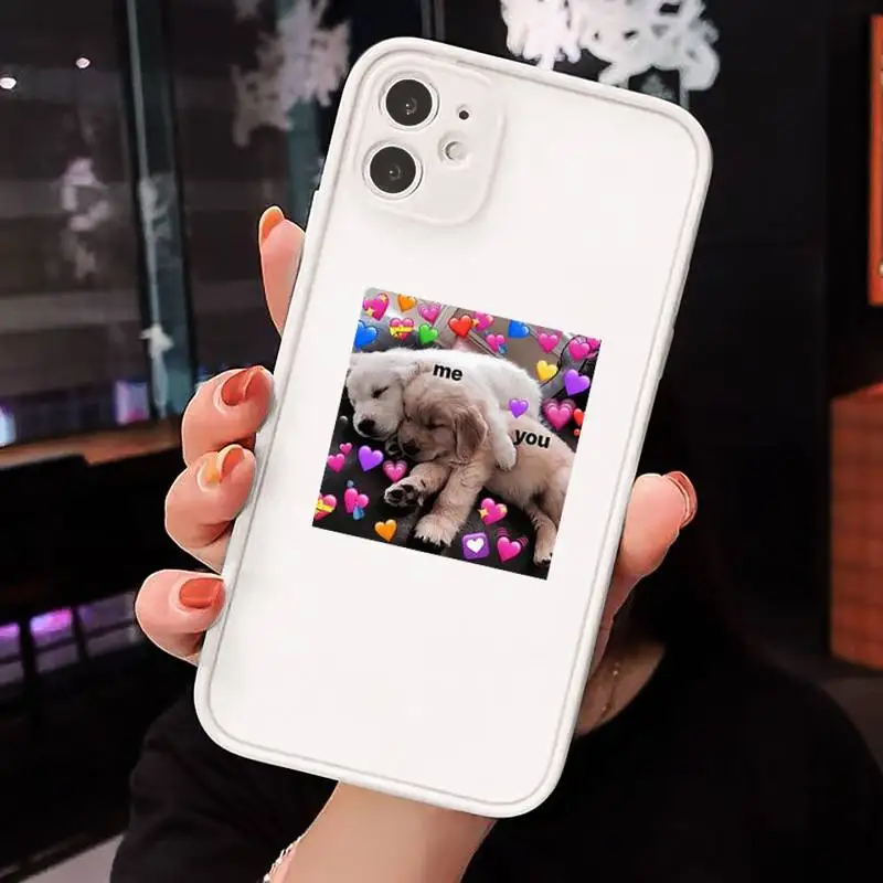 

Cute cats funny dog pink high quality Phone Cases shell matte transparent For iphone 7 8 11 12 plus mini x xs xr pro max cover