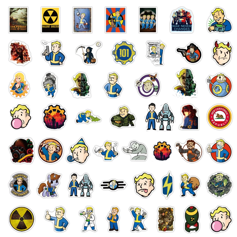 103050pcs cartoon fallout game stickers diy motorcycle laptop guitar car phone bike skateboard graffiti decal sticker kid toys free global shipping