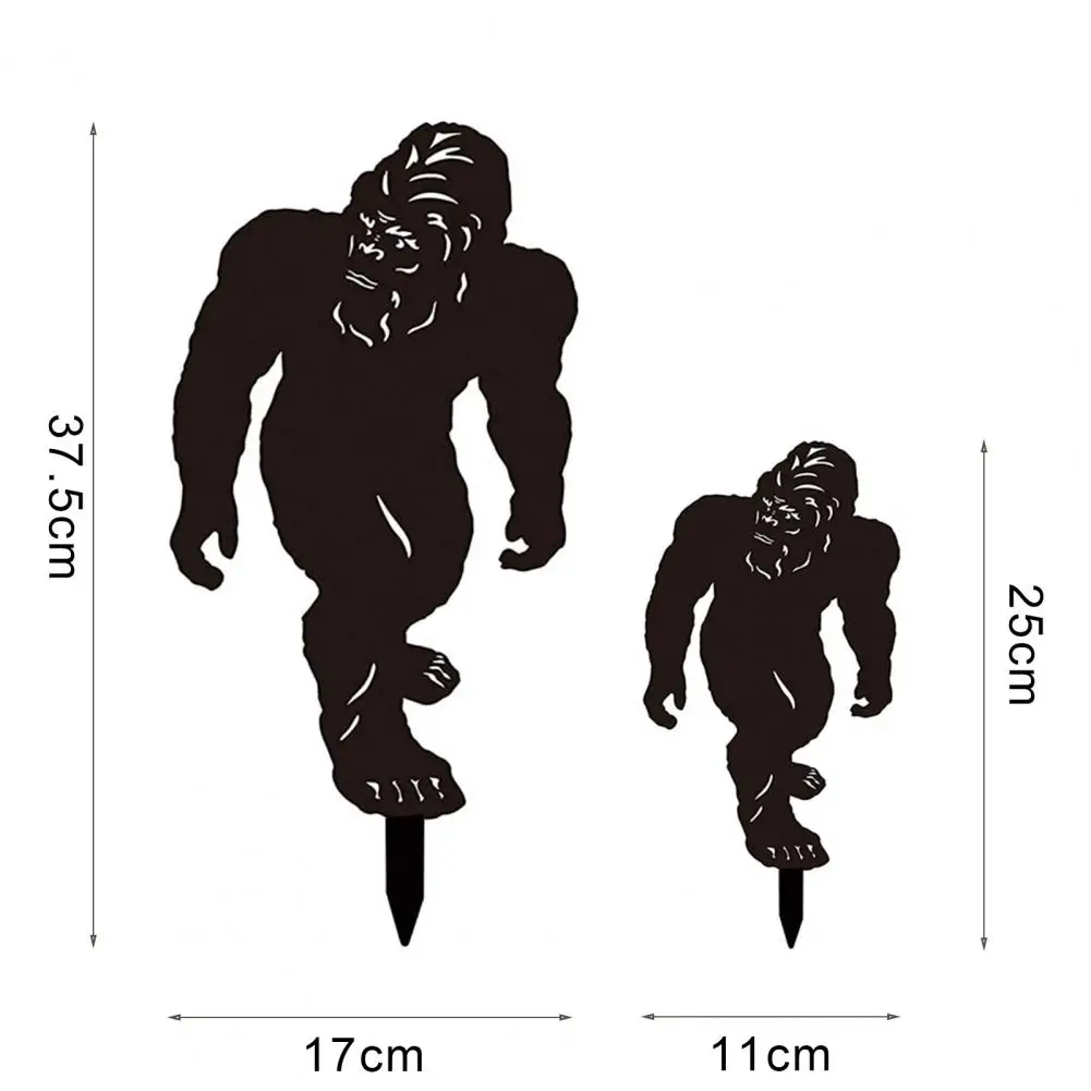 

Chimpanzee Stake Hollow Decorative Acrylic Weather Resistant Black Garden Orangutan Statue for Courtyards Garden Decor Outdoor