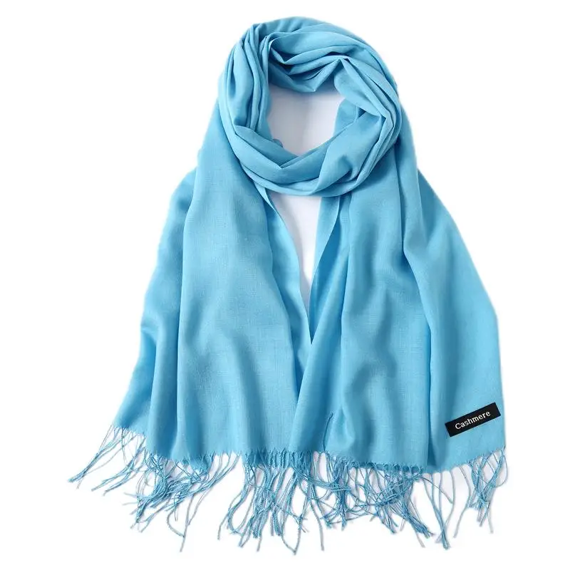 

Fashion Solid Color Women Scarf Warm Long Shawls Wraps for Muslim Hijab Lady Cashmere With Tassels Scarves for Female Stolar