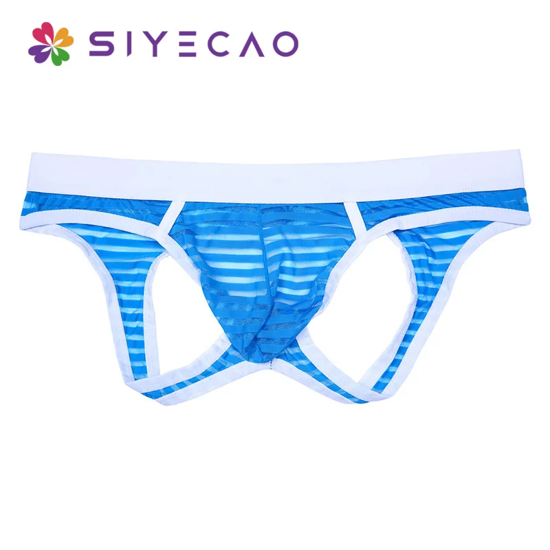 2019 Men Mesh Jockstrap Underwear G-Strings &amp Thongs Sexy Gay Penis Pouch Bikini Buttocks Hollow Low-waist Thong |