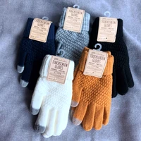 womens cashmere wool knitted gloves winter warm thick touchscreen gloves mittens for mobile phone tablet pad solid color