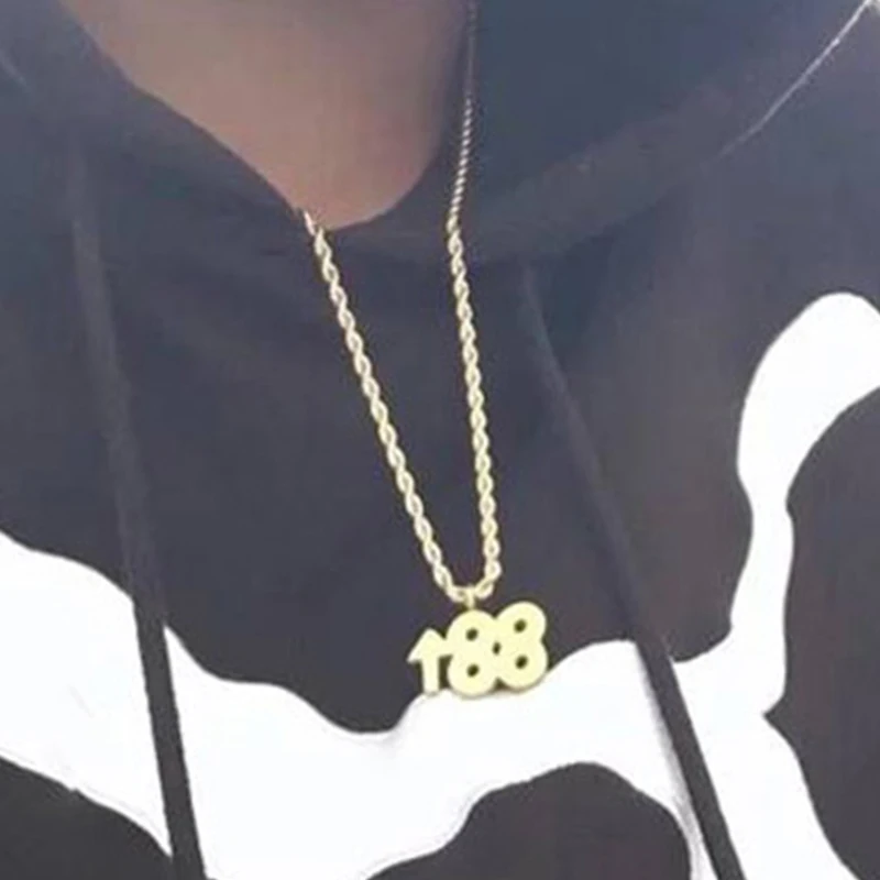 Золотые ожерелья Мужская подвеска с цифрами нет цепь из нержавеющей стали