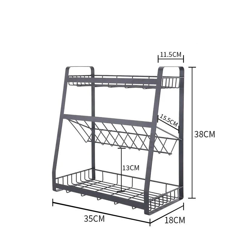 

Three Layer Metal Spice Storage Rack Kitchen Multi-function Storage Sort Out Large Capacity Racks Shelf Kitchens Supplies