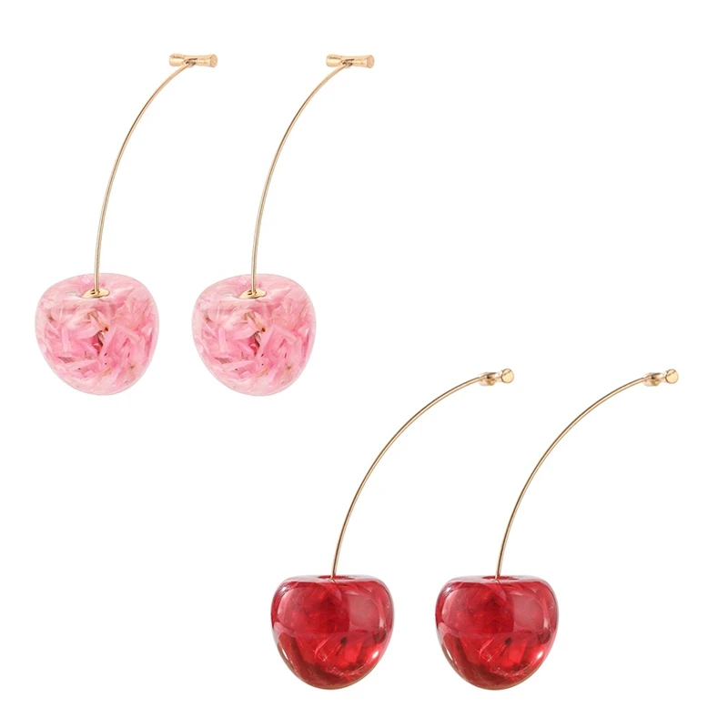 Новые Симпатичные Бусины вишенки свисающие серьги для женщин простой Стиль