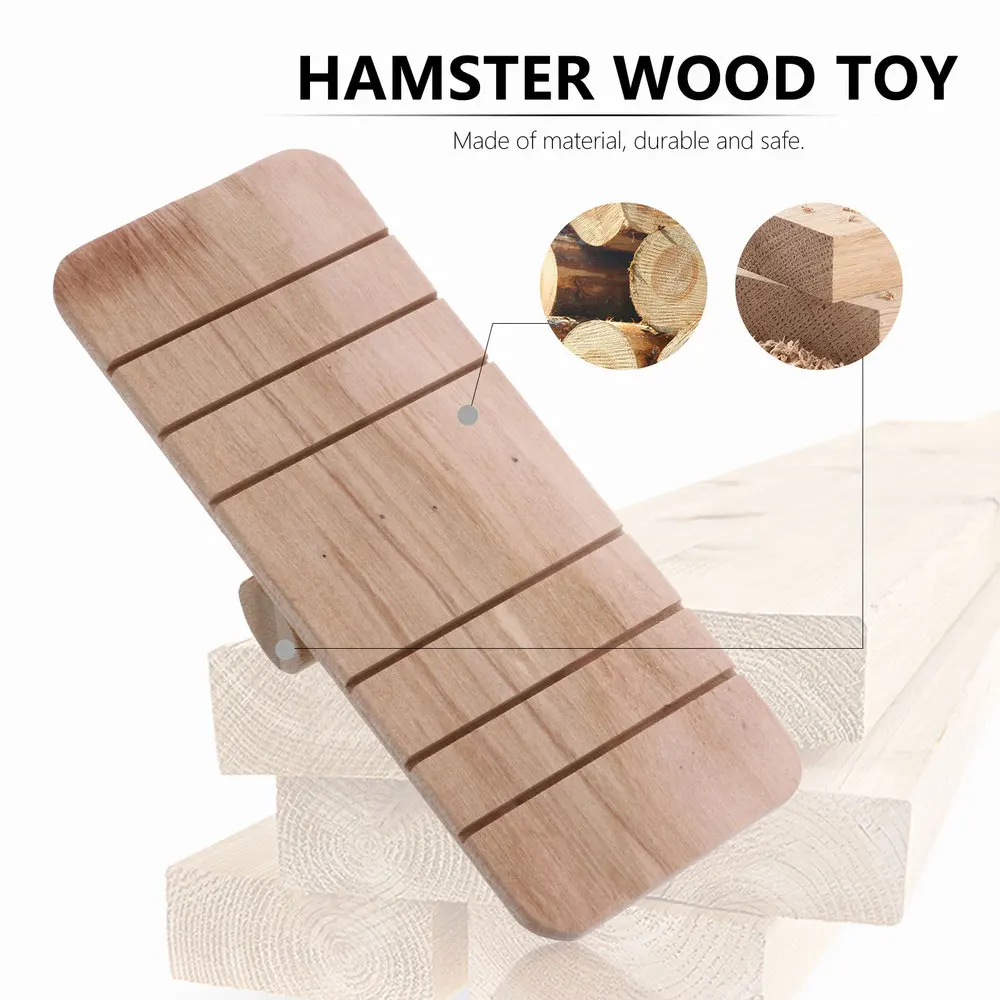 

2Pcs Funny Hamster Teeterboard Wooden Ladder Stand Pet Supplies