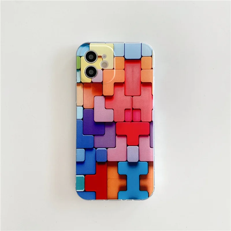 

INS Colorful Blocks Phone Case For iphone 12 12Pro Max 11 11Pro Max 7 8 Plus SE2020 X XR XS Max Soft tpu silicone cover capa