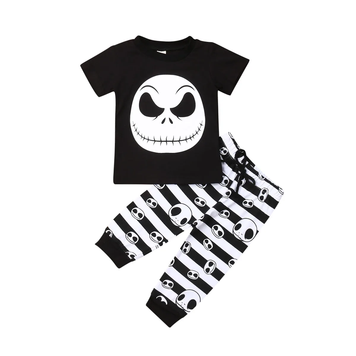 

Newborn Infant Baby Boy Halloween Clothes Sets Short Sleeve T-shirt Top+Striped Pants Cosplay