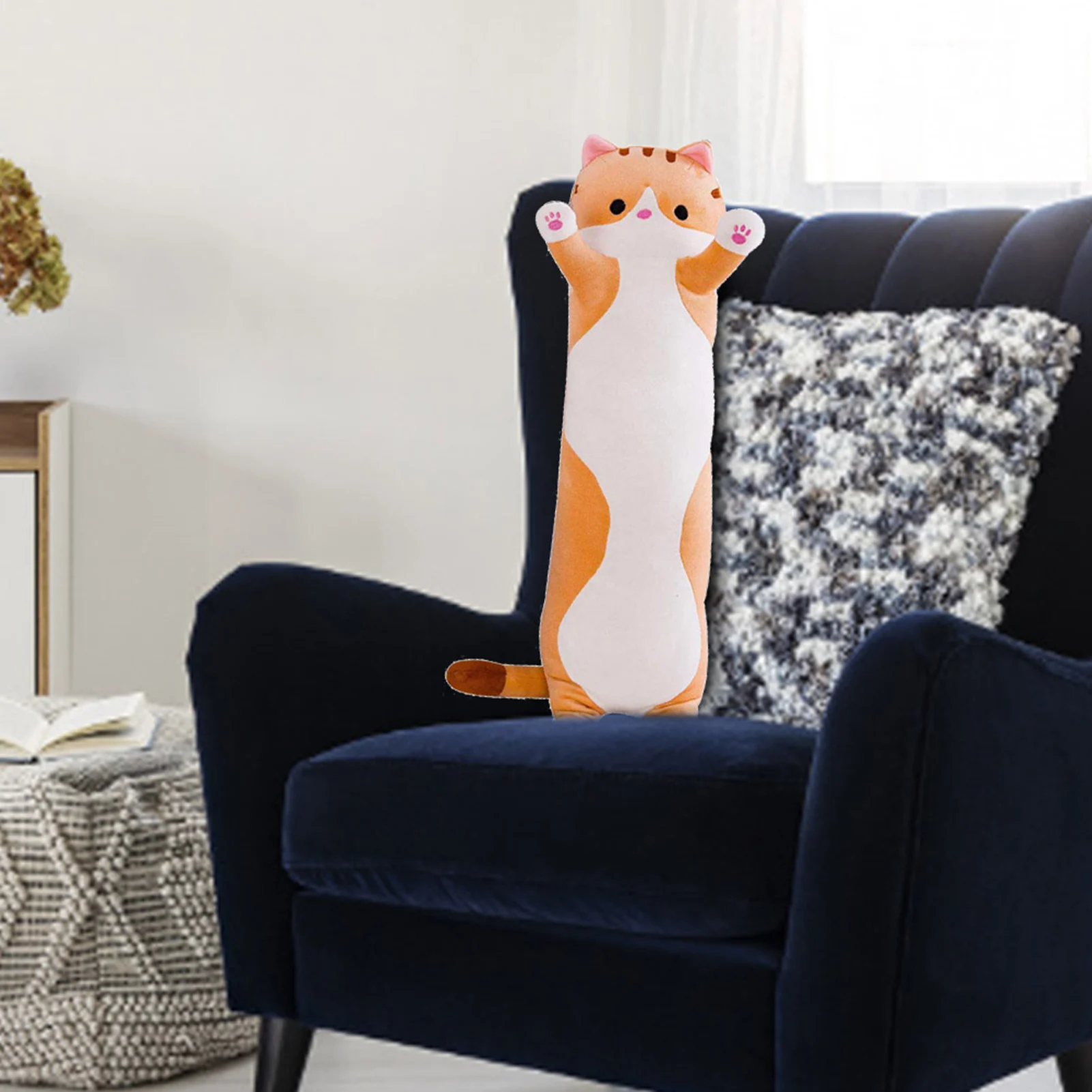 50/70/90см 100% пуховые хлопковые плюшевые игрушки Животное Кошка Милые Креативные Длинные Мягкие Офисные Подушки для сна во время обеденного перерыва