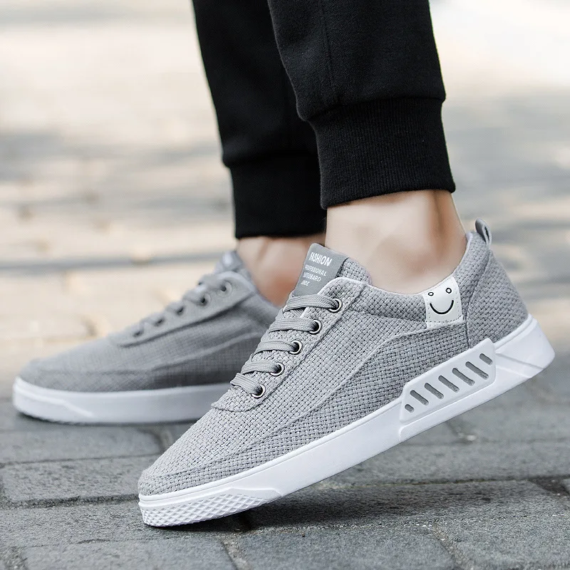 Мужская льняная парусиновая обувь дышащая повседневная модная мужская