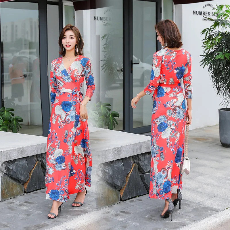 Богемное женское сексуальное пляжное платье из хлопка с принтом в этническом