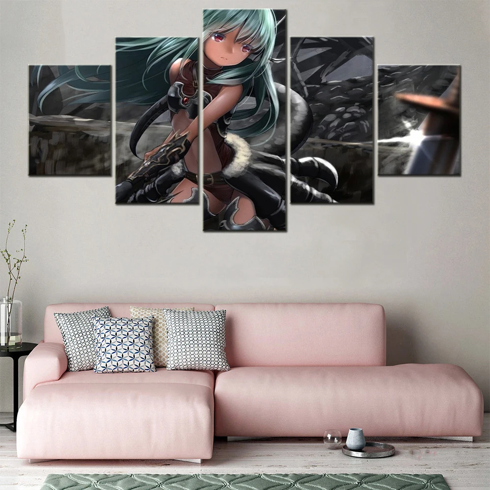 

5 Set Posters Japan Anime Hair Long Girl Picture Home Decoration Printed Art Paintings Canvas Modern Living Room Wall Painting