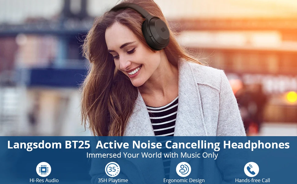 Langsdom BT25 активные беспроводные bluetooth-наушники с шумоподавлением ANC Hifi 3D игровая гарнитура наушники для PUBG Overwatch