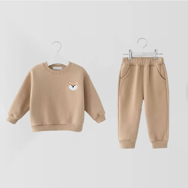 

Baby Girls Cotton Clothing Sets Boys Spring Autumn Loose Tracksuit Pullovers Tops+Pants 2PCS Casual Solid Color Cartoon For Kids