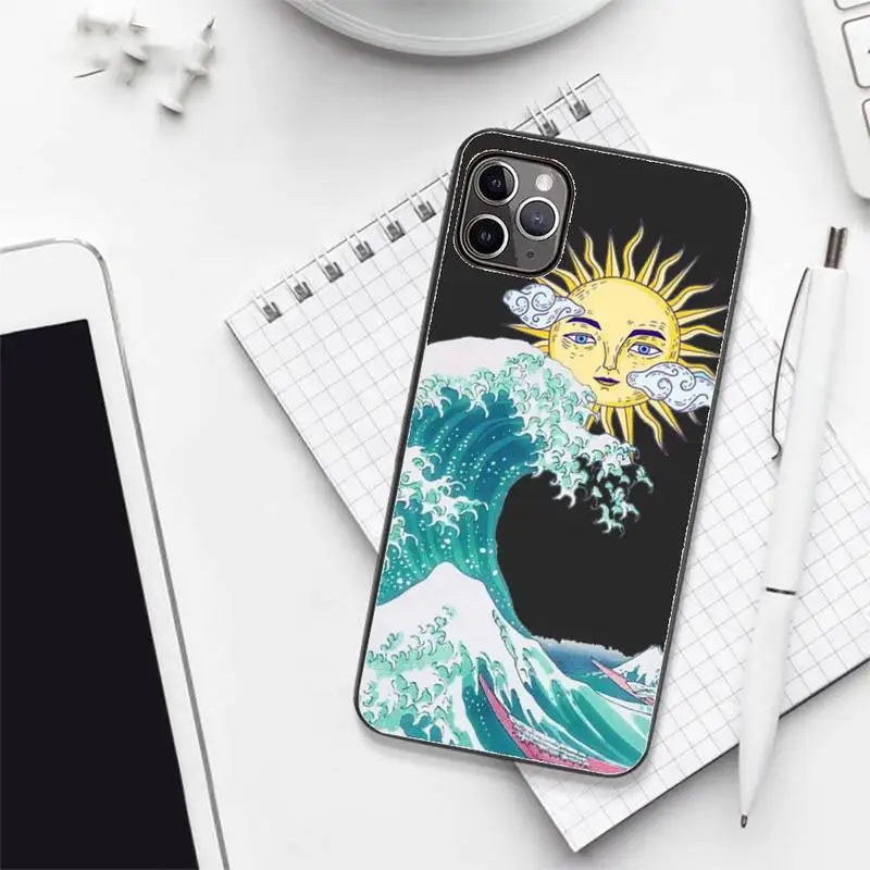 

aesthetic vaporwave sea Phone Case for iPhone 7 8 11 12 Pro X XS XR Samsung A S Note 9 10 21S 71 Plus pro Max funda