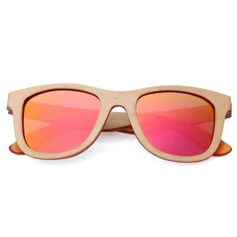 pink lens BerWer брендовые Дизайнерские деревянные солнцезащитные очки Новые поляризованные женские мужские Многослойные скейтборд деревянный солнцезащитные очки винтажные очки - Цвет линз: pink lens