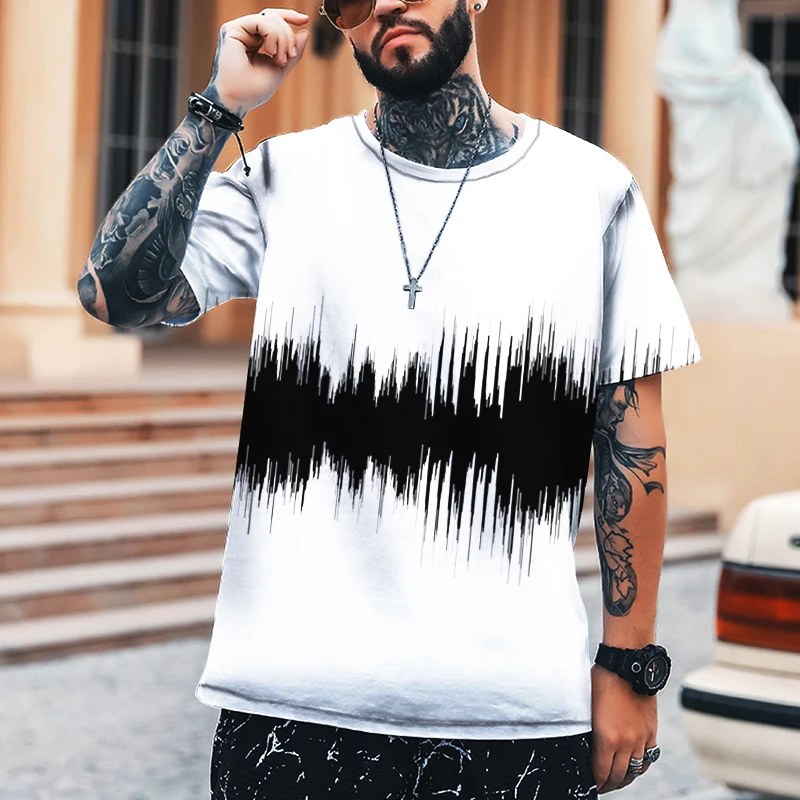 Мужская футболка с круглым вырезом Красная из 2022 лайкры и полиэстера ЭКГ-принтом