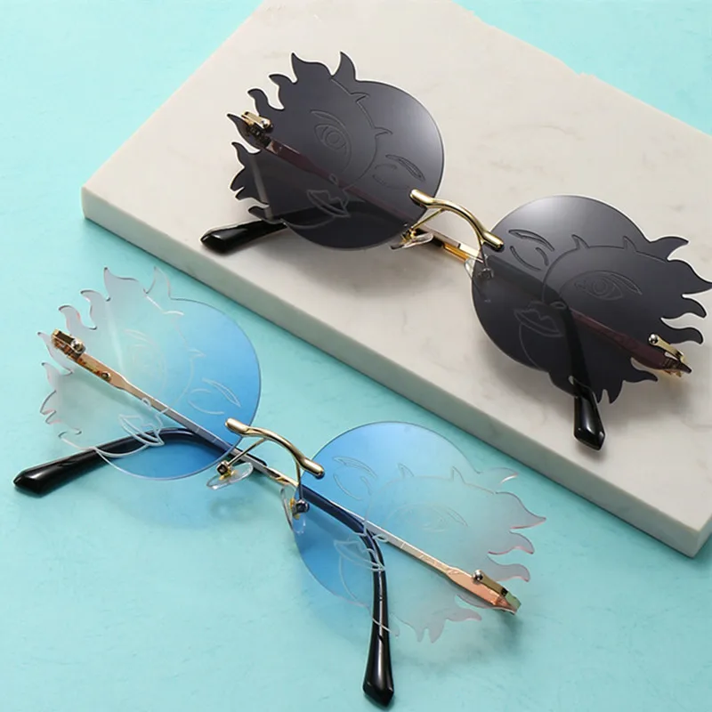 Круглые Солнцезащитные очки без оправы для женщин уникальные бескаркасные