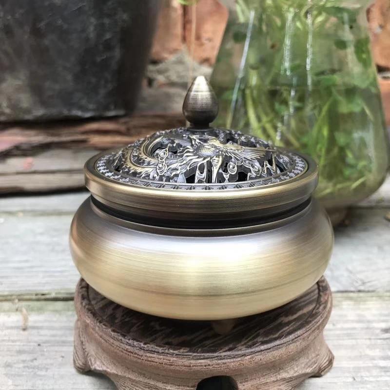 Y 4 часа медный сплав катушка благовония горелка дракон феникс дизайн домашний