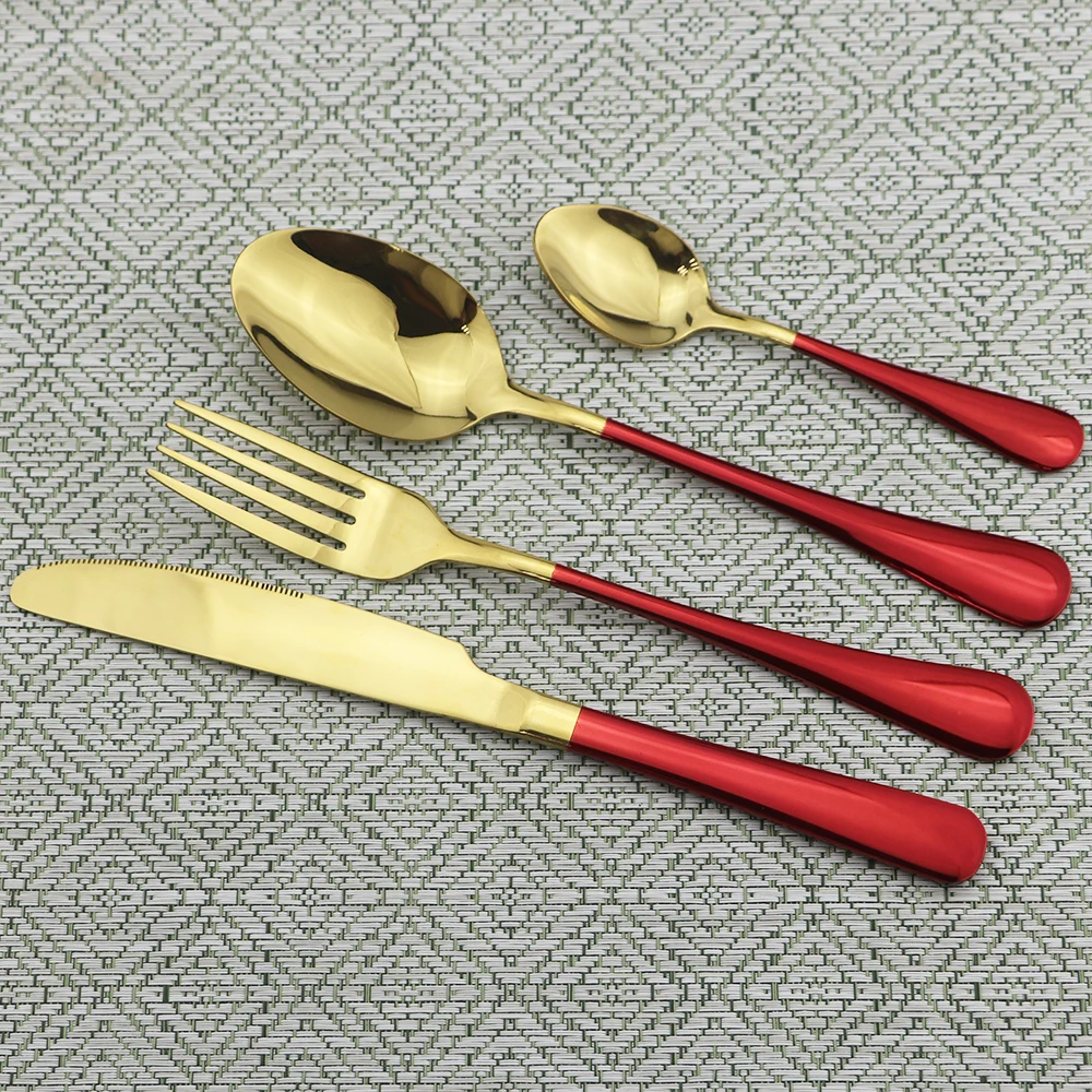 8 шт. набор посуды из красного золота 304 столовых приборов нержавеющей стали ножей