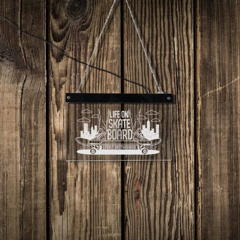 Жизнь на скейтборде спортивный светодиодный неоновый знак скейтеры домашний