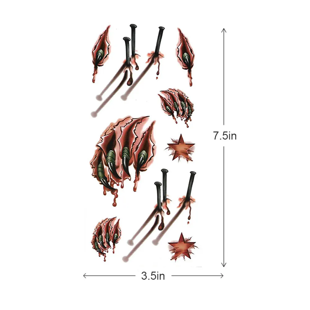 11 шт. 2019 искусственная Татуировка Хэллоуин ужасная рана временная татуировка