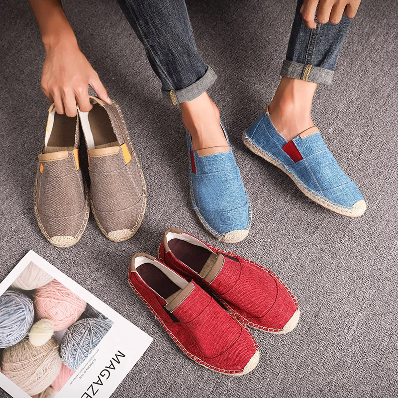 

2020 Newest Mens Shoes Casual Male Breathable Canvas Casual Shoes Men Chinese Fashion Soft Slip on Espadrilles for Men Loafers