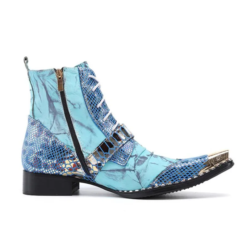 Ботильоны мужские из натуральной кожи ковбойские мотоциклетные Полусапоги на