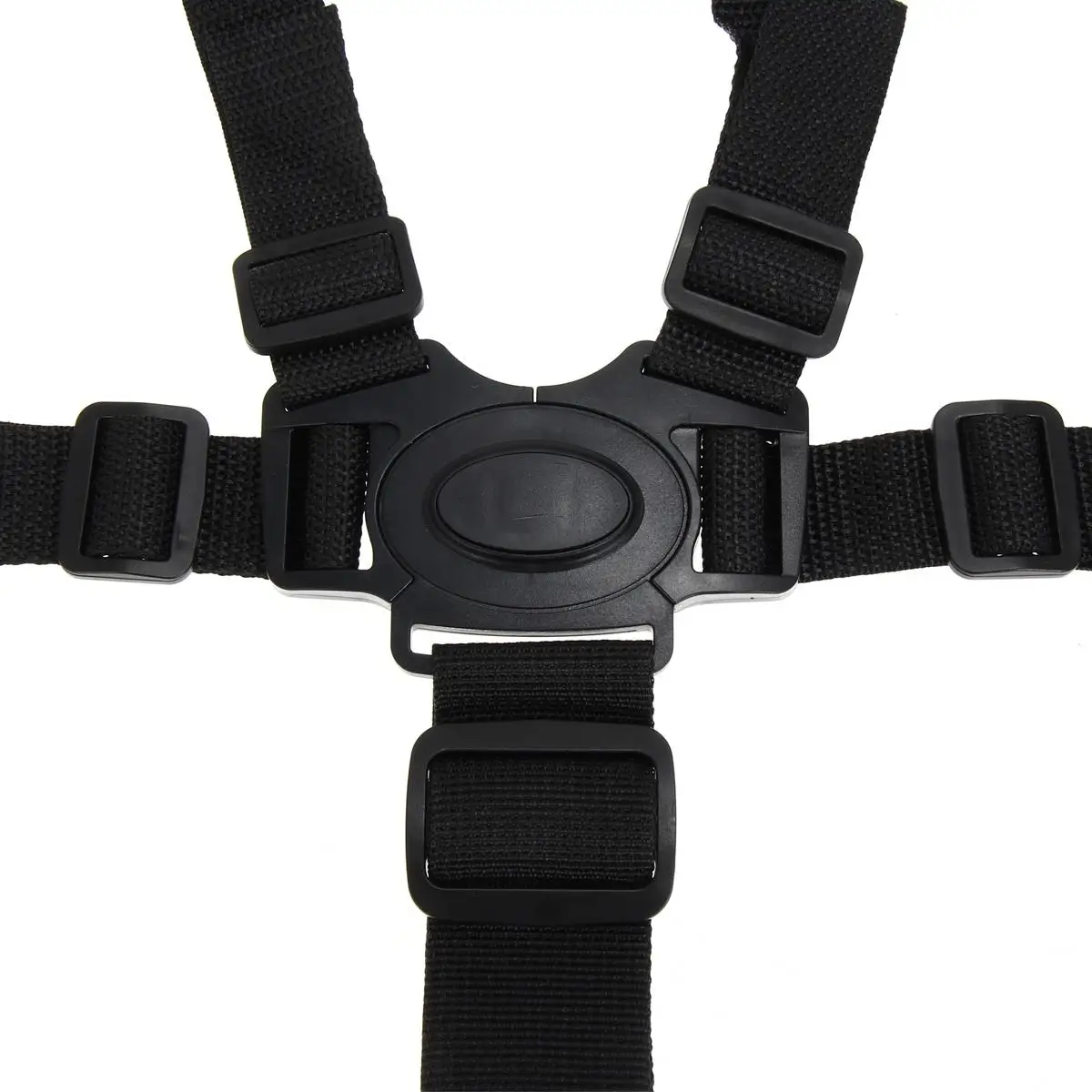 

5 Point Harness Nylon Safe Belt Seat Belts 360 Degree Rotating Hook Baby Seat Belts Baby Stroller High Chair Black