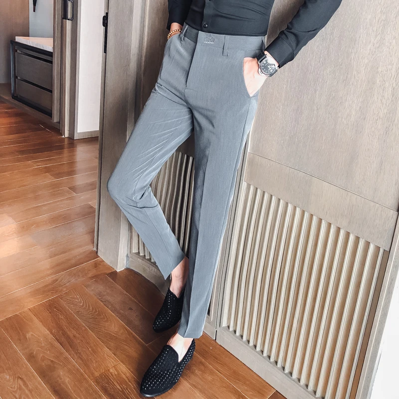 

Dress Slim Pants Fit Greyblack Mens Formal Pants Business Classic Pants Mens Pantalones Perfume Masculino Office Trousers Mens