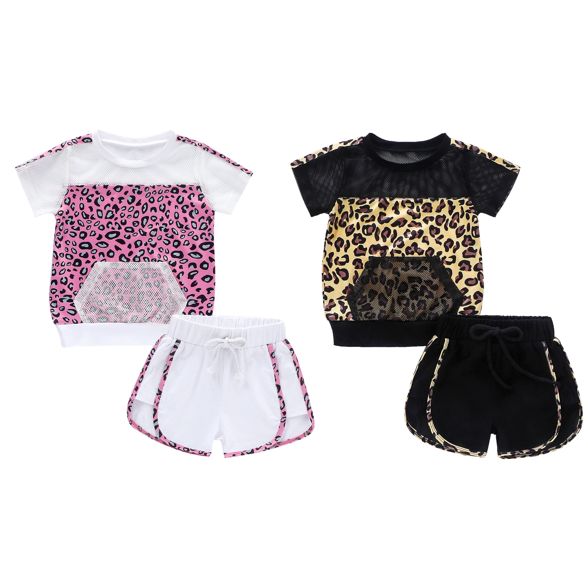 Летняя одежда для малышей 2020 комплект одежды с леопардовым принтом маленьких