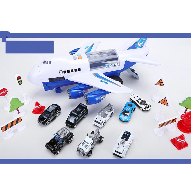 Набор автомобильных игрушек с транспортным грузовым самолетом и большим игровым