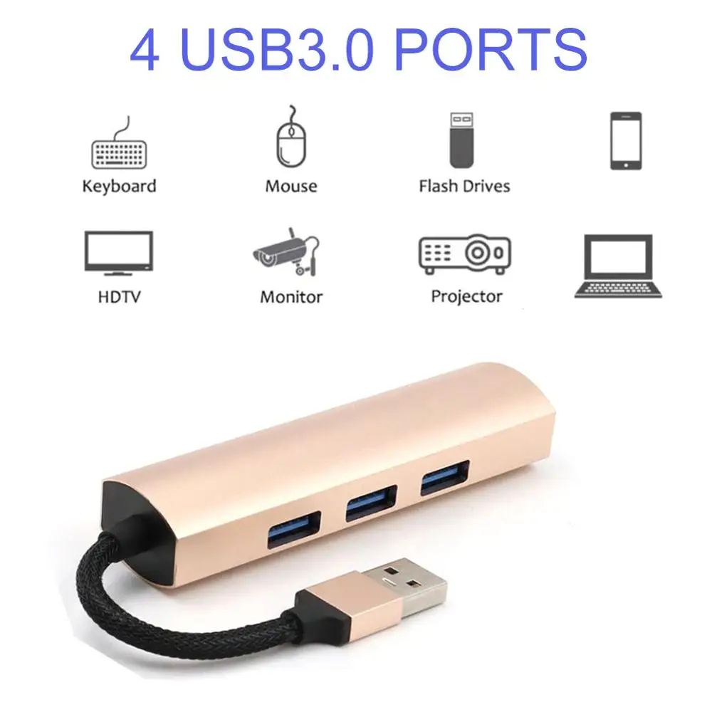 High speed 4 Ports Aluminum USB HUB Type C/USB 3.0 Splitter USB-C Adapter for Macbook Pro Air Surface pro 6 Huawei matebook Hub |