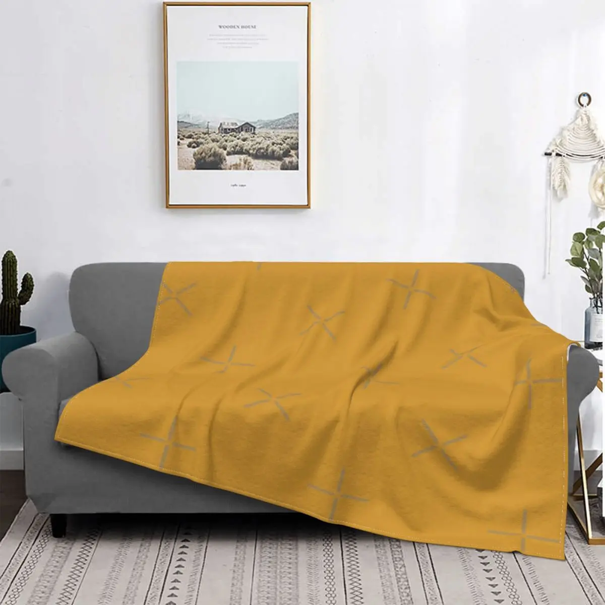 

Manta con capucha para la cama, colcha de color amarillo, con estampado de cuadros, toalla de playa, color amarillo, oscuro