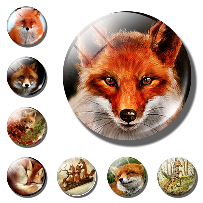 Магнитные кабошоны в виде лисы для холодильника 30 мм наклейка животного магниты