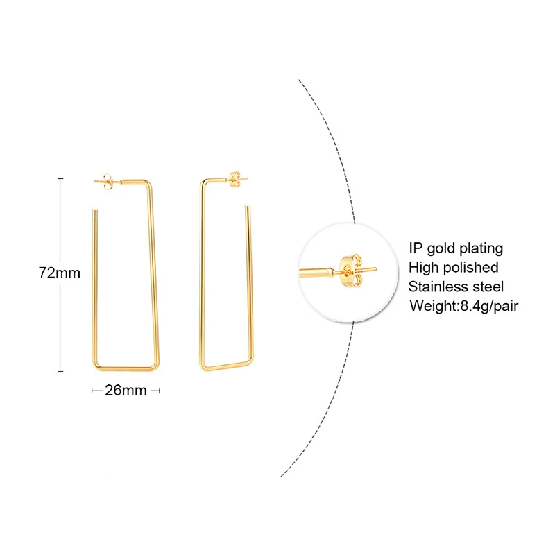 

Vnox Simple Geometric Big Hoop Earrings for Women Party Daily Wear Jewelry Stainless Steel Ear Gifts for Female Lady