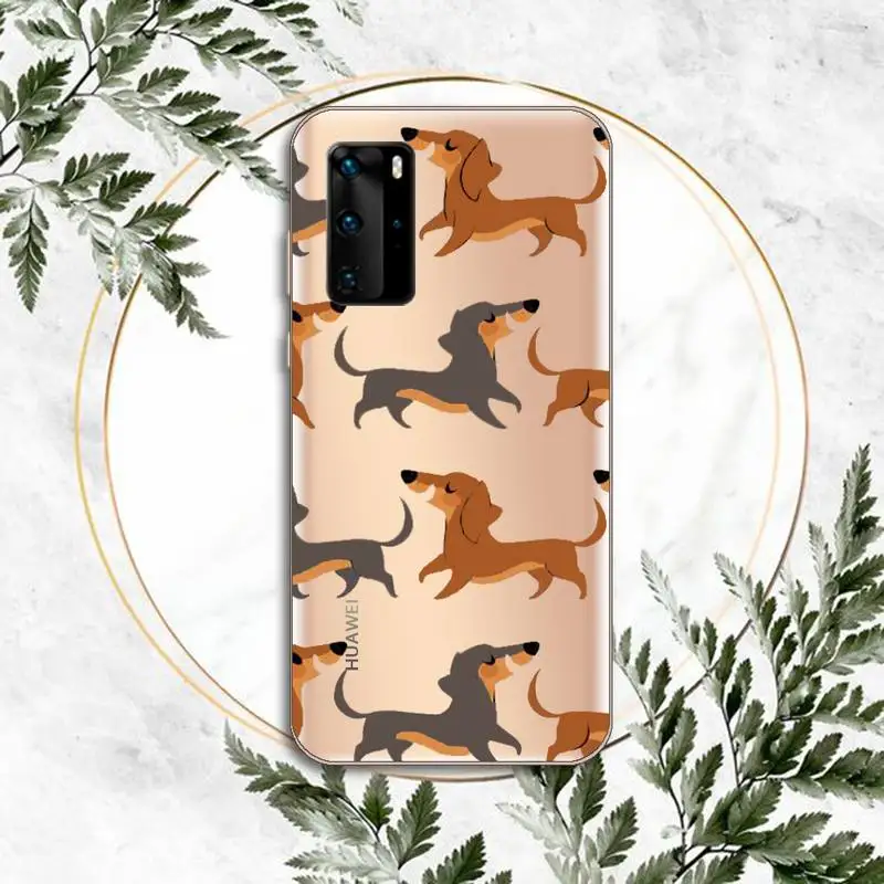 

Cartoon Dachshund Sausage Dog Phone Case Transparent for Huawei P honor 8 10i 20 30 40 smart 2019
