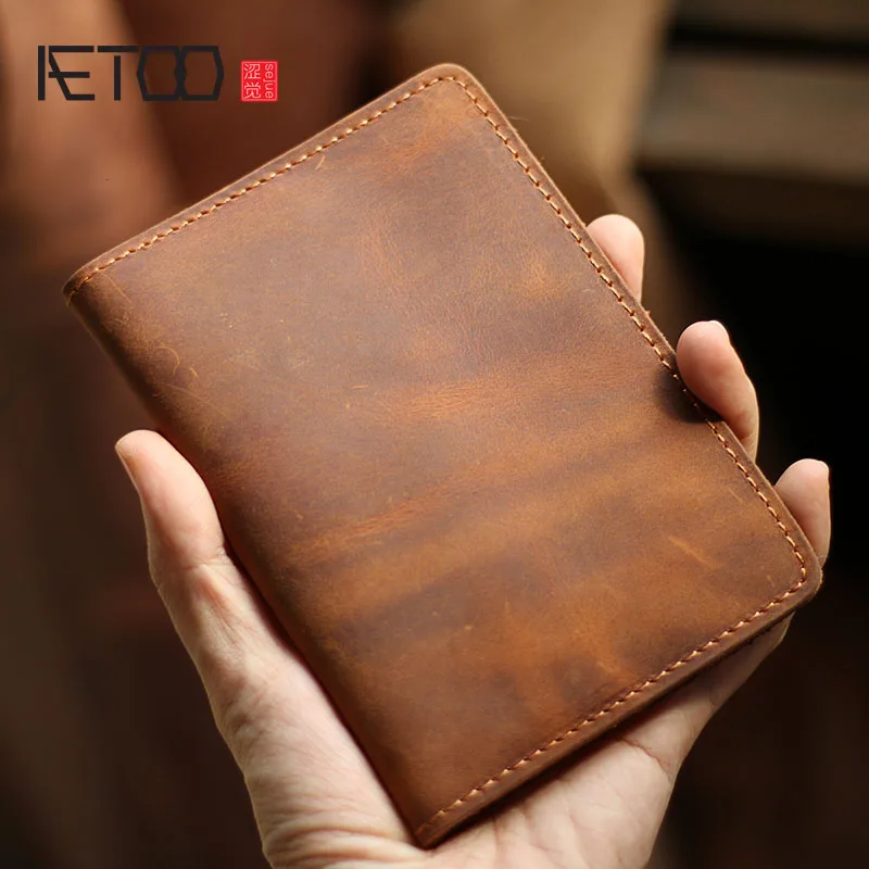 Кожаный чехол для паспорта AETOO мужчин и женщин сумки захвата mad horse ручной работы