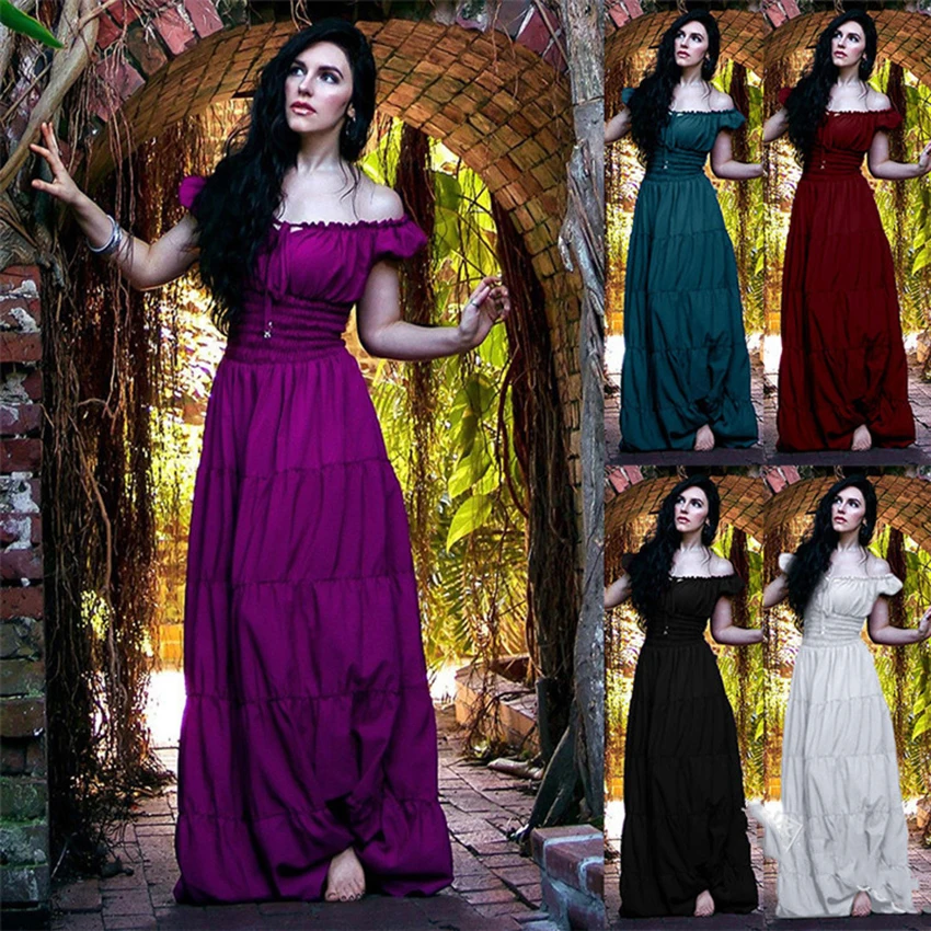 Женский костюм с открытыми плечами винтажное вечернее платье для Хэллоуина