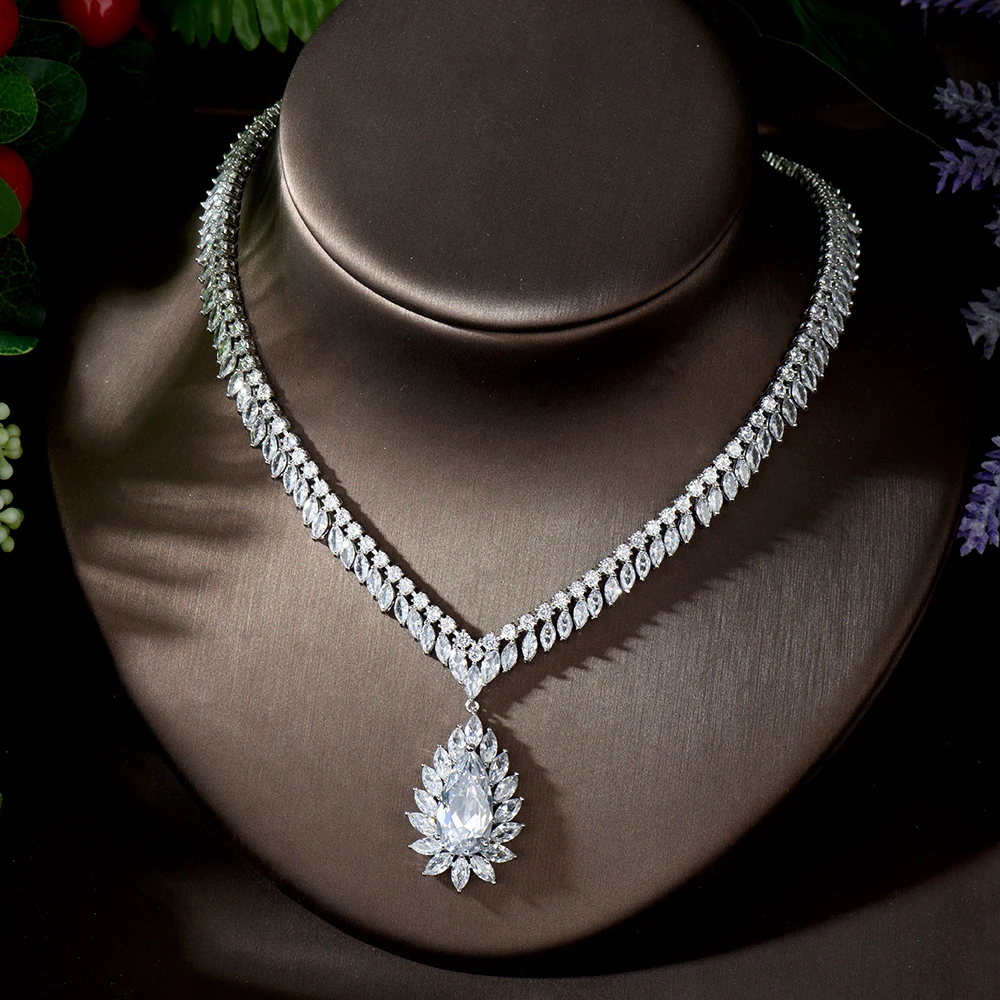 HIBRIDE Новинка модный стиль с капли воды Форма CZ Кристалл Вечерние комплект